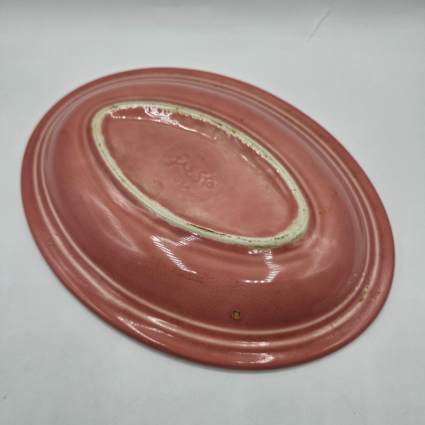 1950's Pink Fiestaware Oval Platter 9.5" x 7" (manufacturer bubble flaw)