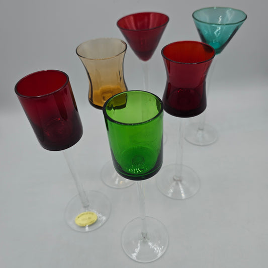 Corelli Blown Glass Cystal Stemmed Cordial Glasses - Set of 6