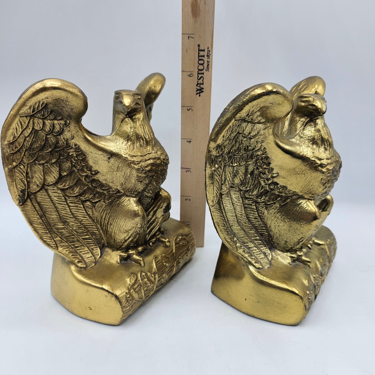 Vintage Gold Tone Brass Majestic Eagle Bookends