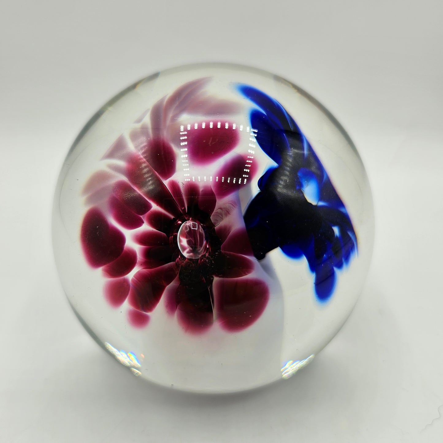 Larson Artisan Glass Floral Paperweight - Signed