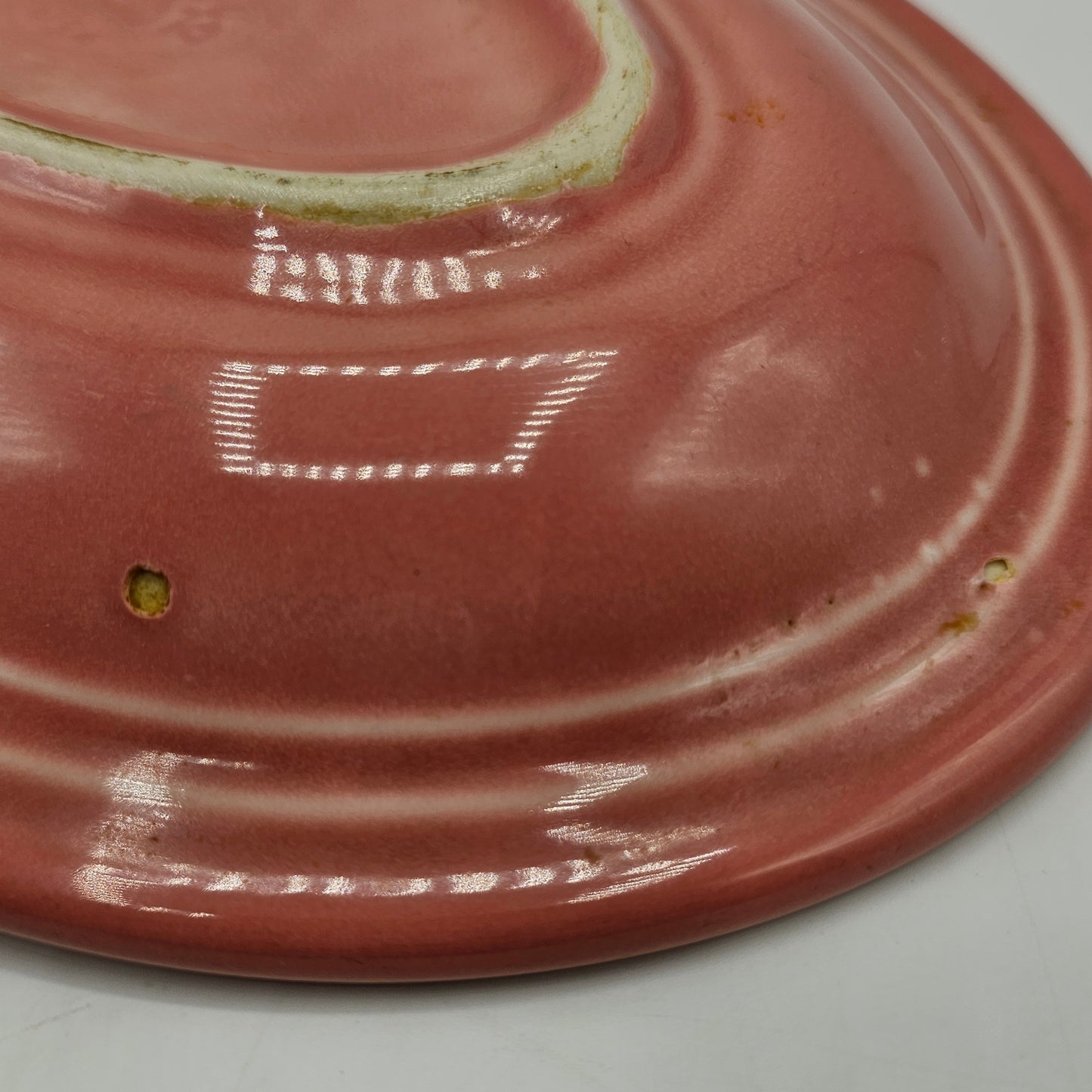 1950's Pink Fiestaware Oval Platter 9.5" x 7" (manufacturer bubble flaw)