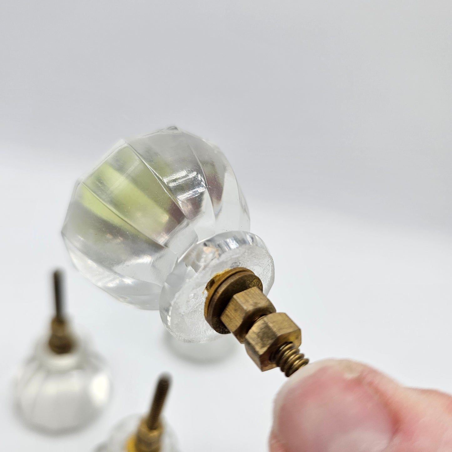 Vintage Faceted Glass Knobs Handles for Drawers -Set of 4