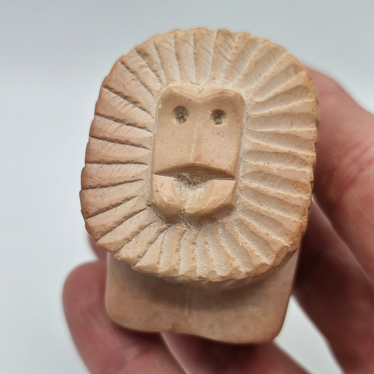 Hand Carved Mid Century Soapstone Lion Figurine