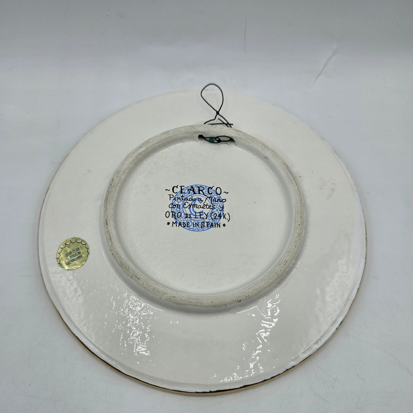 Cearco Cuerda Seca Hand Painted Wall Plaque with 24K Gold - Made in Spain