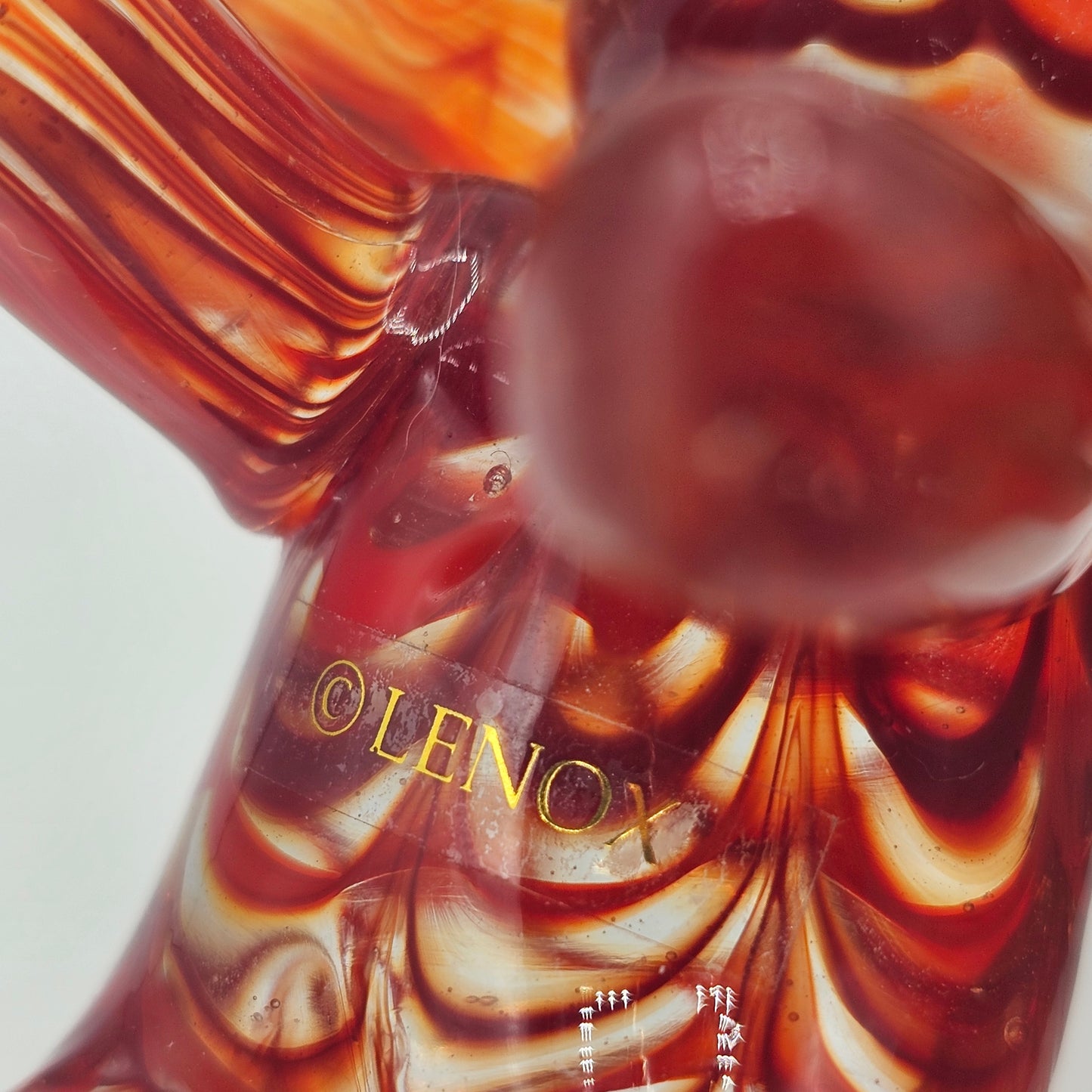 Lenox Art Glass Swirled Elephant Figurine - Red