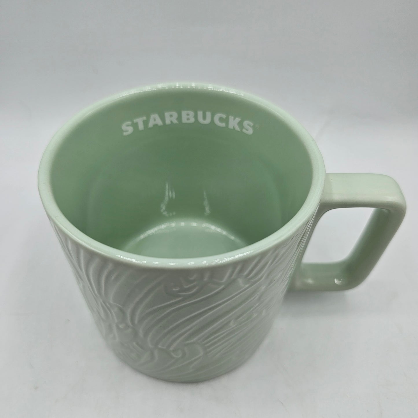 Starbucks Light Green Wood Grain Textured Mug - 14oz - 2022