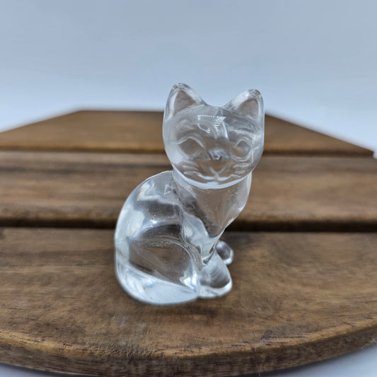 Vintage Lead Crystal Sitting Cat Figurine - 2.25"