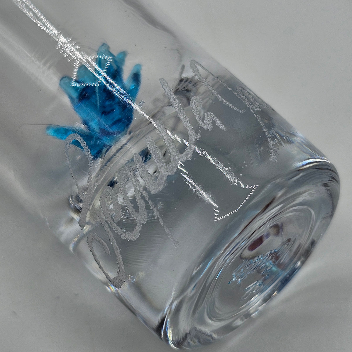 Tequila Jalisco, Mexico Etched Shot Glass with Blue Glass Agave Cactus Inside
