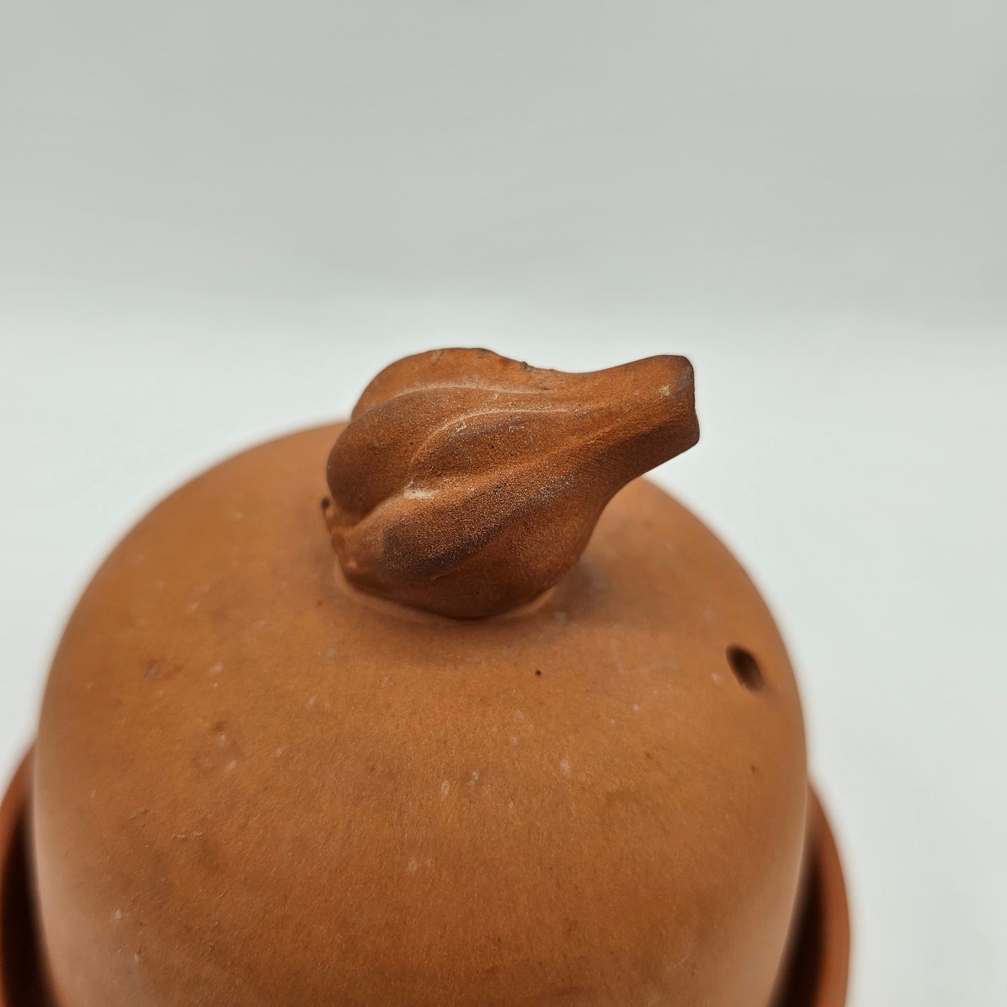Vintage Terracotta Garlic Roaster / Baker with Garlic Clove Handle