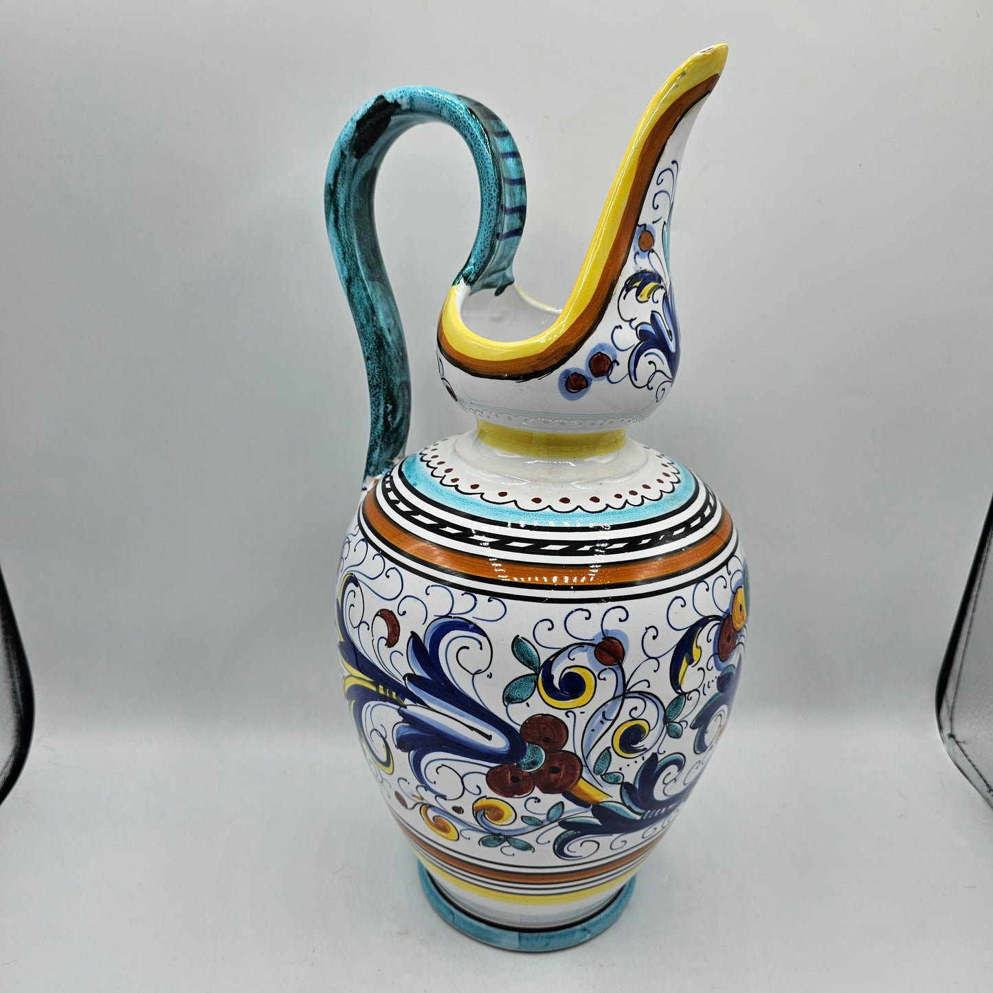 Deruta Italian Pottery 14" Ewer Pitcher - Hand Painted