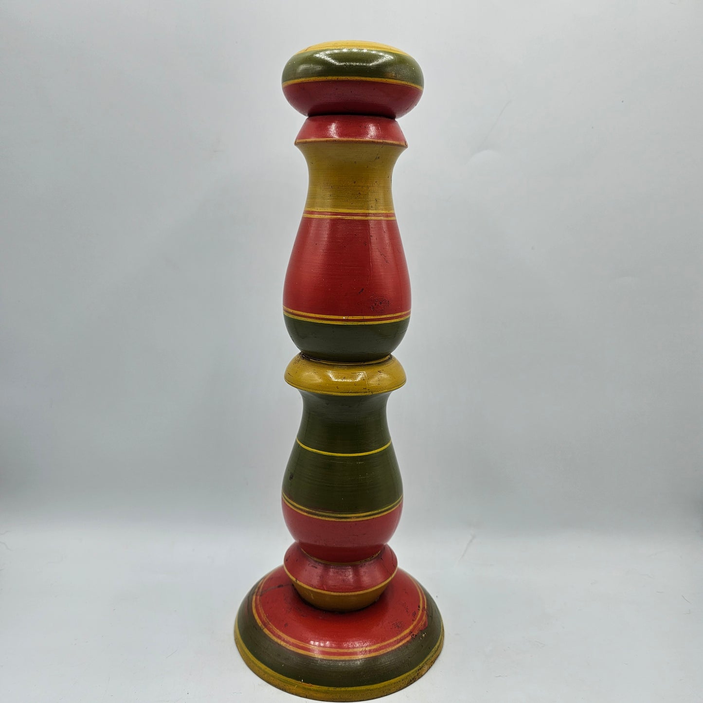 Vintage Turned and Painted Judaic Taper Candlestick Possibly from Germany and used for Shabbat