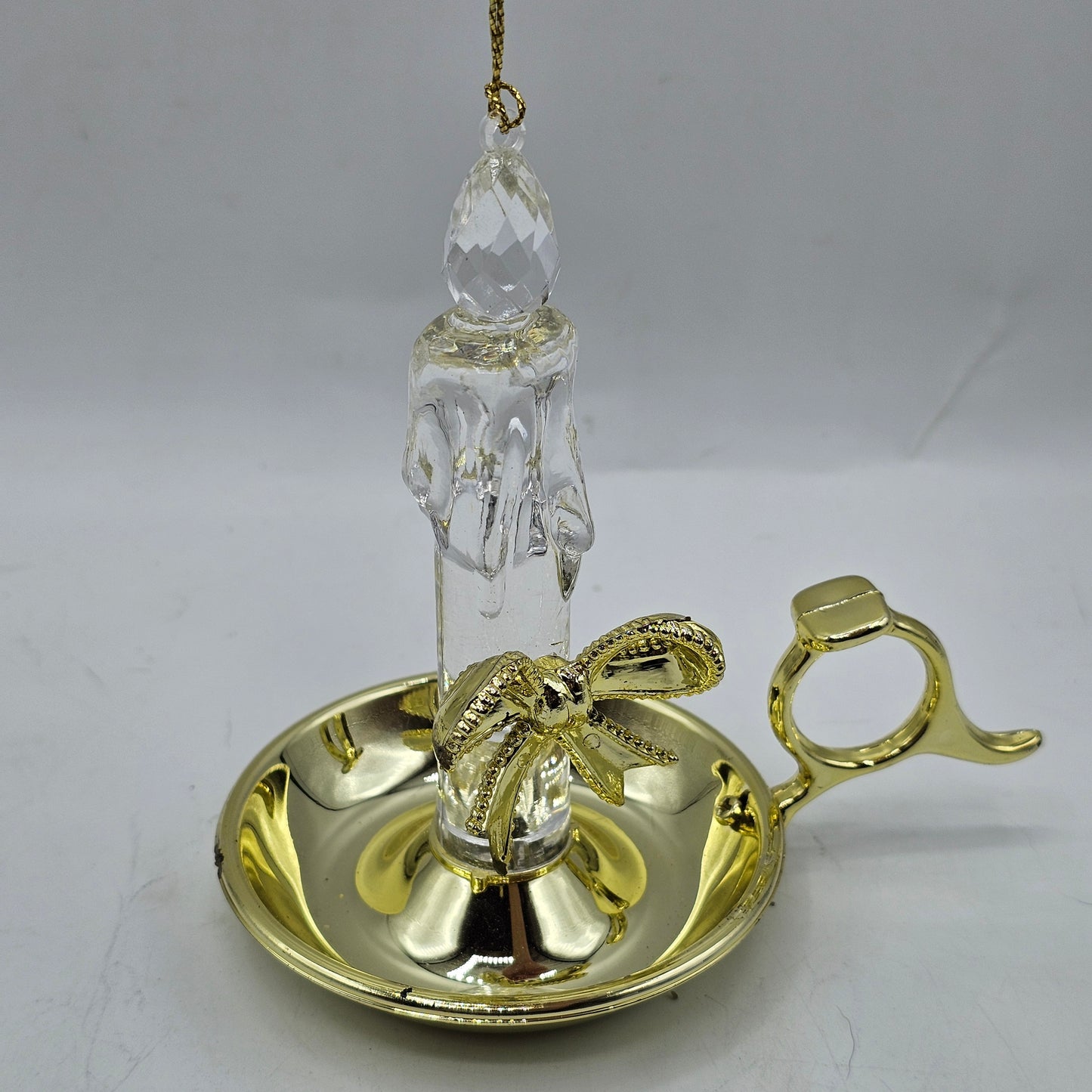 Resin Tree Light Ornament - Chamberstick with Bow