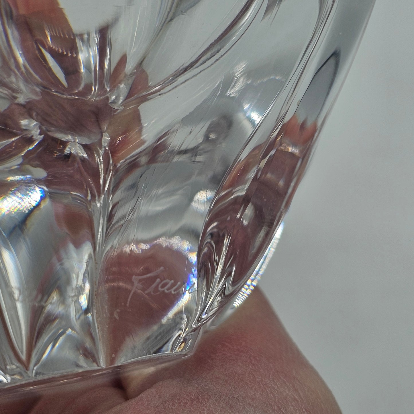 Vintage Daum of France Crystal Trinket Bowl or Candy Dish - Etched Signature
