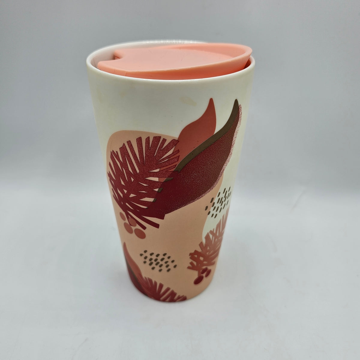 Starbucks Peach Pinecone Ceramic Travel Tumbler Mug with Lid 12oz - 2019