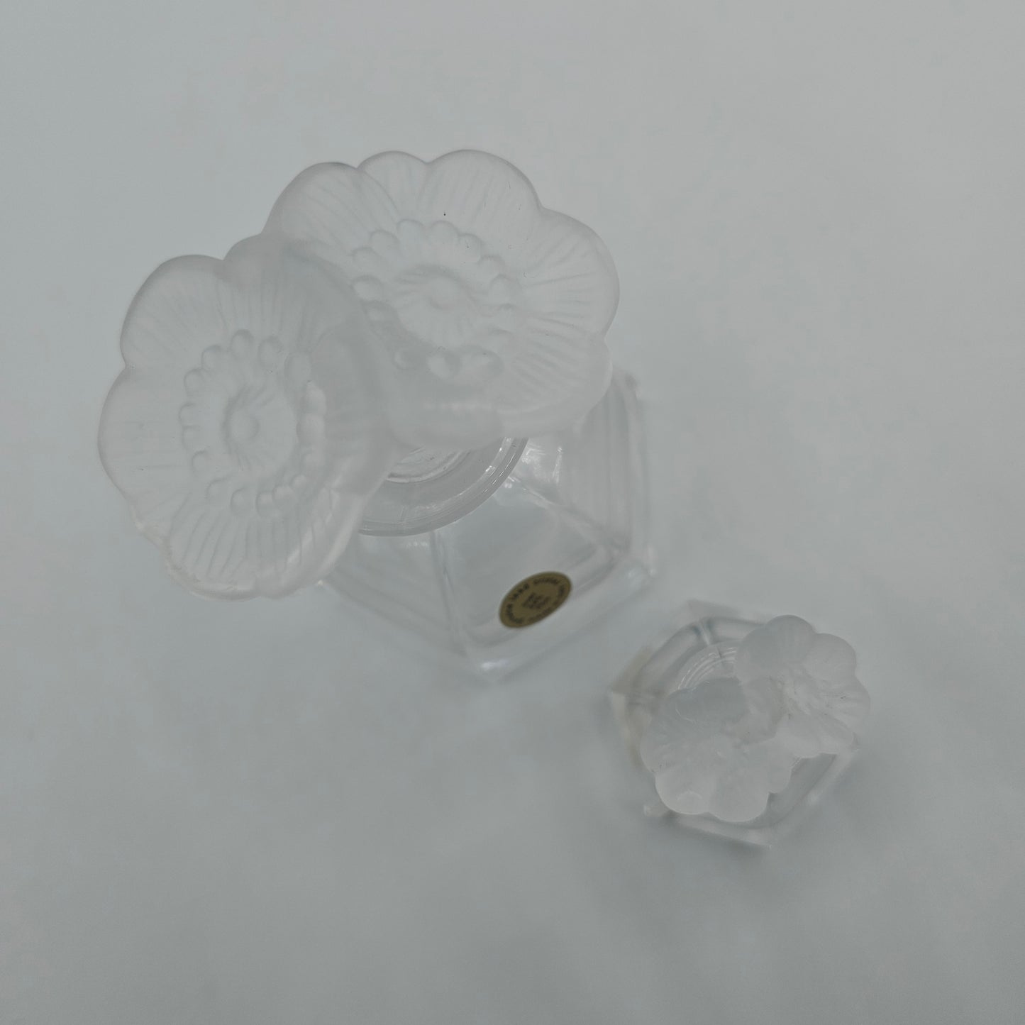 Lead Crystal Perfume Bottle Set with Satin Flower Stoppers - Made in Italy