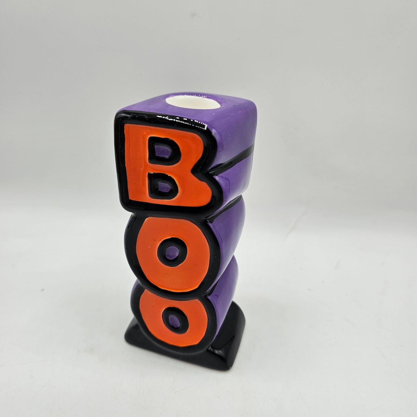 Ceramic "Boo" Taper Candle Holder
