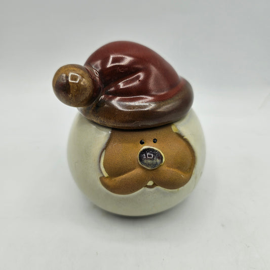 Stoneware Santa Head Christmas Trinket Box