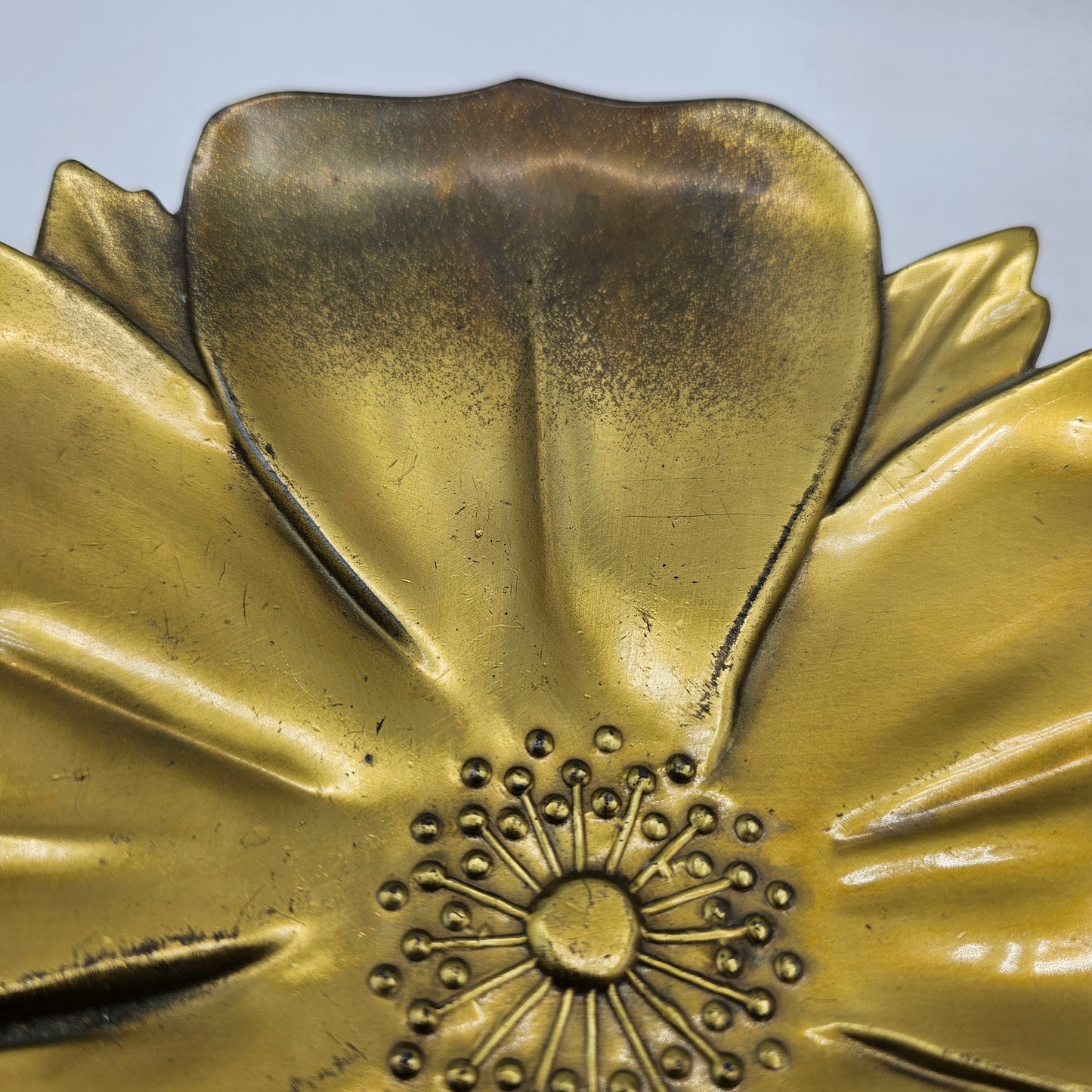 Vintage Brass Magnolia Trinket Tray