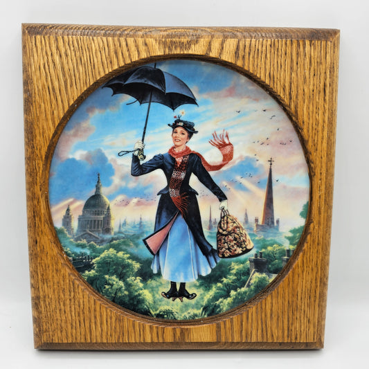 Julie Andrews as Mary Poppins Collector Plate in Square Wooden Plate Frame 9.5" x 10.5"