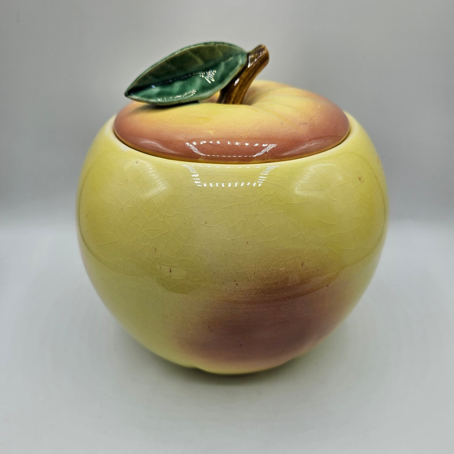 Vintage McCoy Blushing Apple Ceramic Lidded Cookie Jar