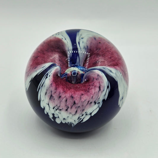 Glass Eye Studio Artisan Glass Floral Paperweight - Signed