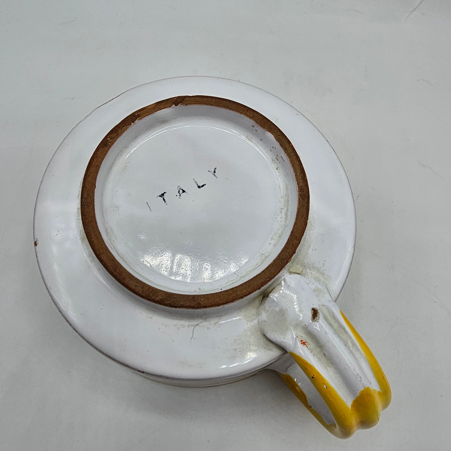 Vintage 1970's Ceramic Soup Cup with Orange Tone Stripes - Made in Italy