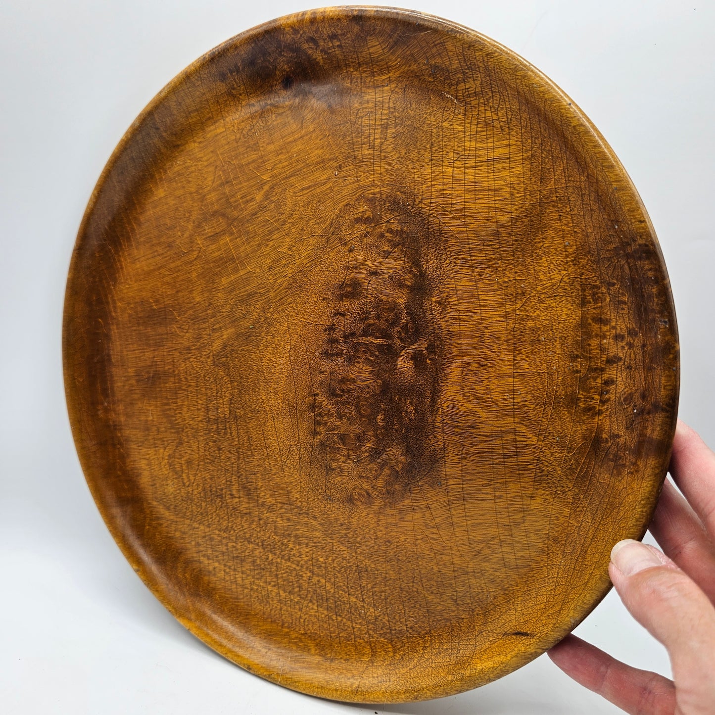 Oregon Myrtlewood Wooden Serving Tray with Original Sicker (crazing to the glaze)