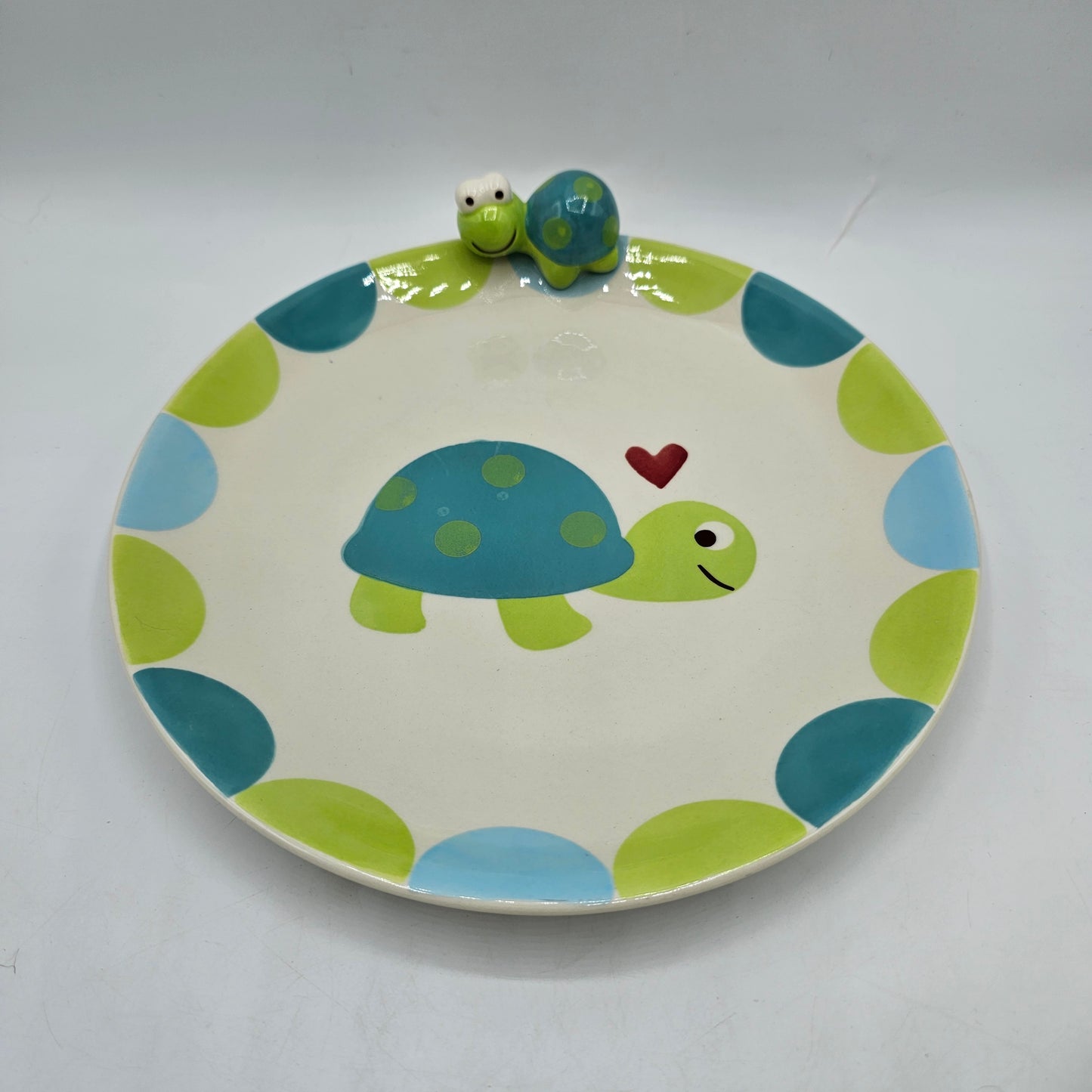 Hand Painted Turtle Bowl with Turtle Figure and Plate by Pasabahce Magazalan