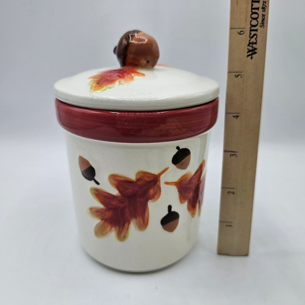 Fall Candle - Acorn and Oak Leaf Ceramic Lidded Canister