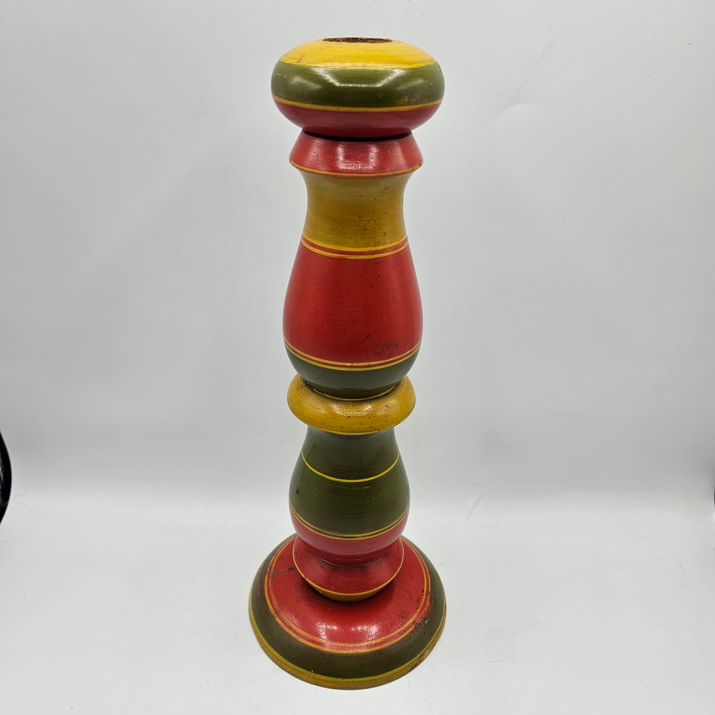 Vintage Turned and Painted Judaic Taper Candlestick Possibly from Germany and used for Shabbat
