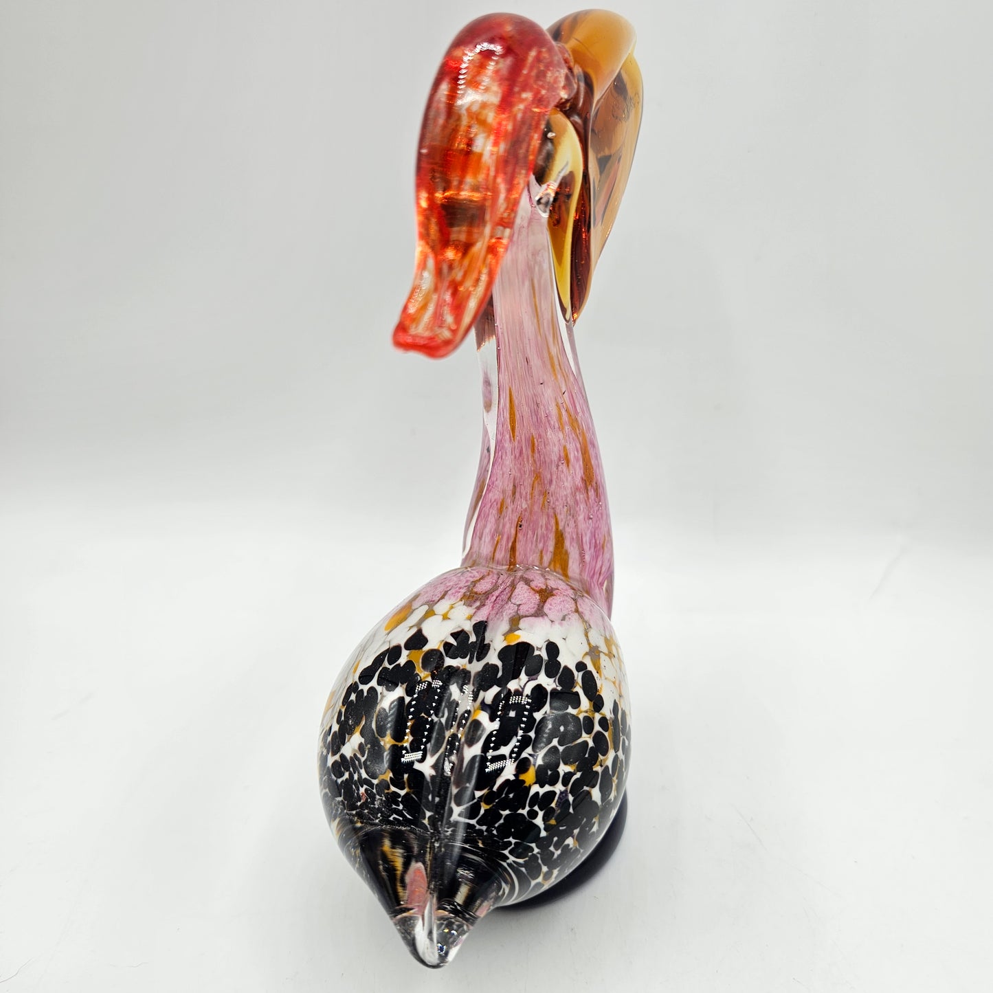 Art Glass Pelican with Fish Figurine