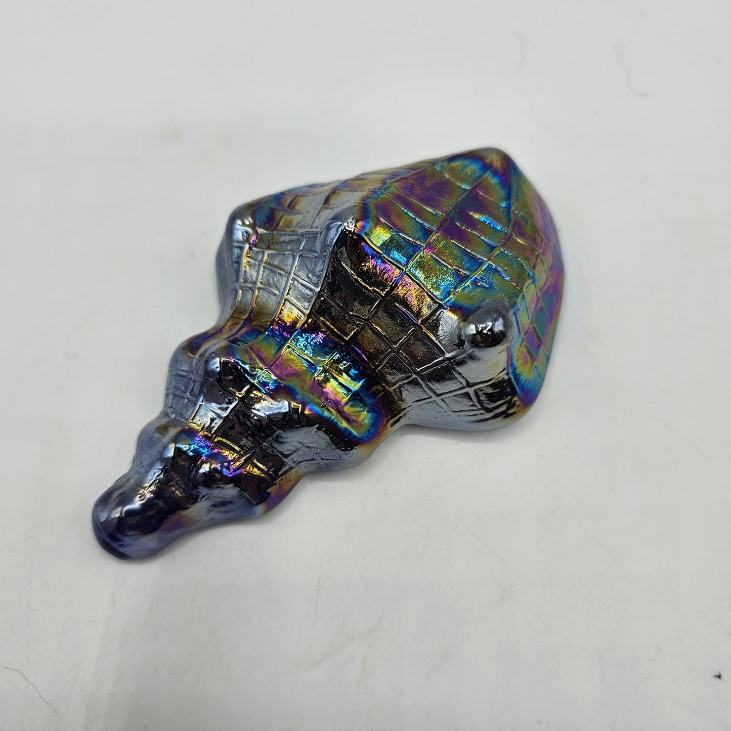 Vintage Iridescent Glass Tower Shell Paperweight