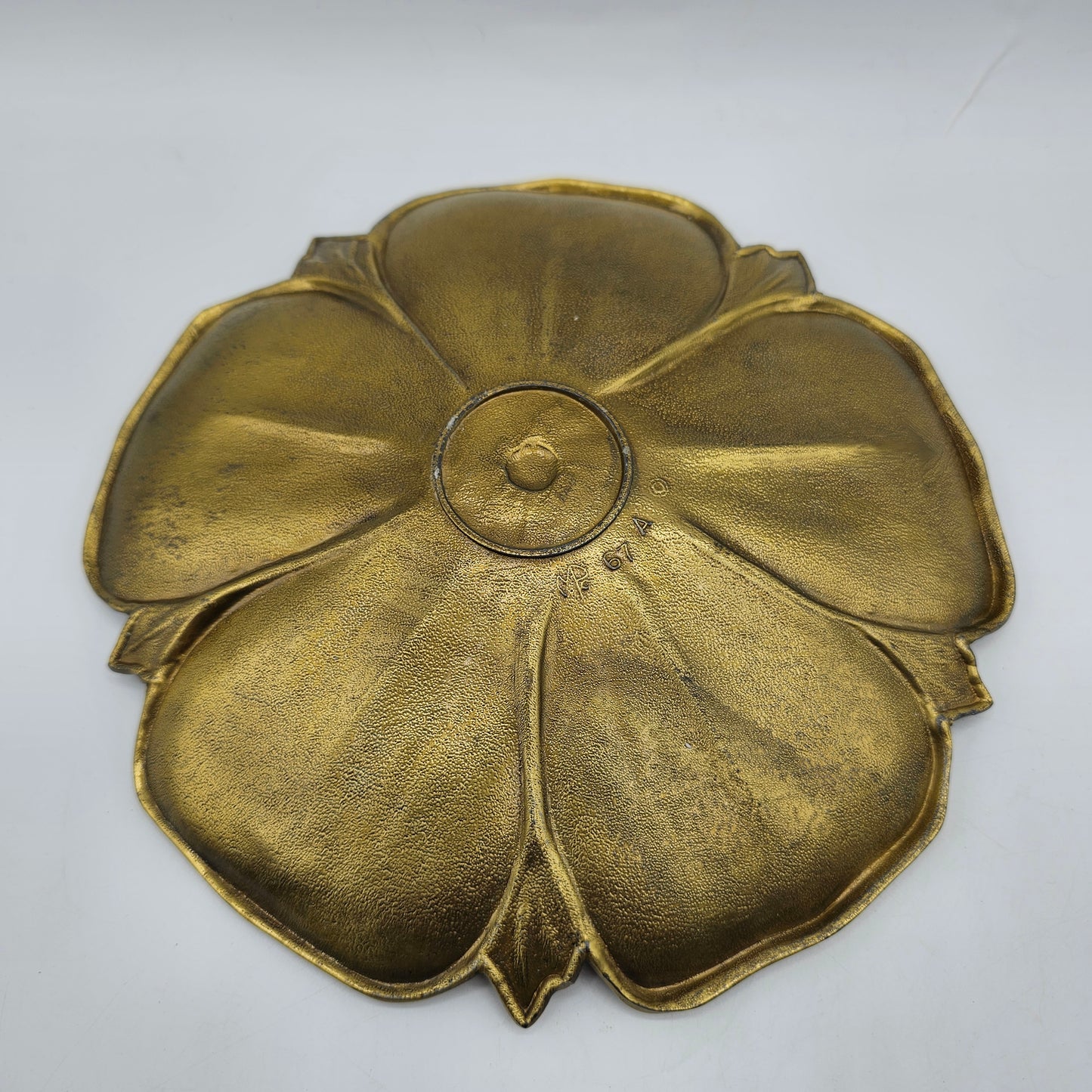 Vintage Brass Magnolia Trinket Tray