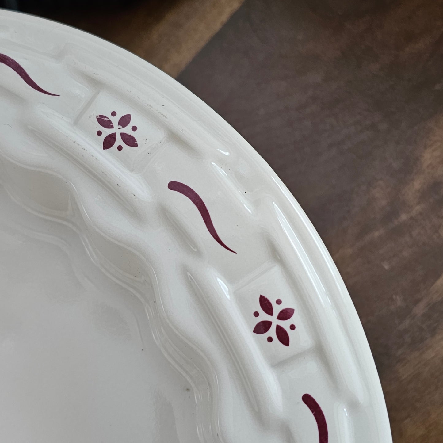 Longaberger Pottery Woven Traditions Red Tart Dish Ceramic Quiche Baker 9"x1.5"