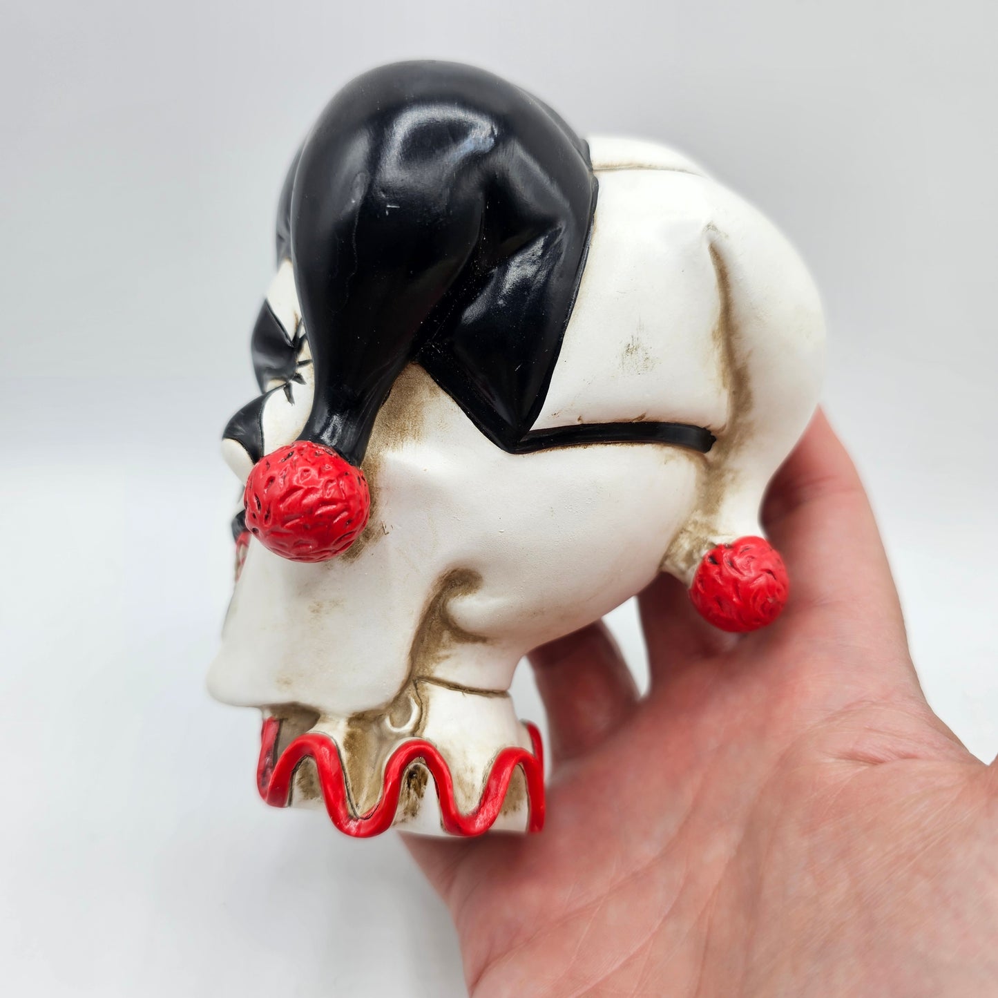 Unique Vintage Dark Jester / Joker Hard Plastic Cane Topper or Doll Head