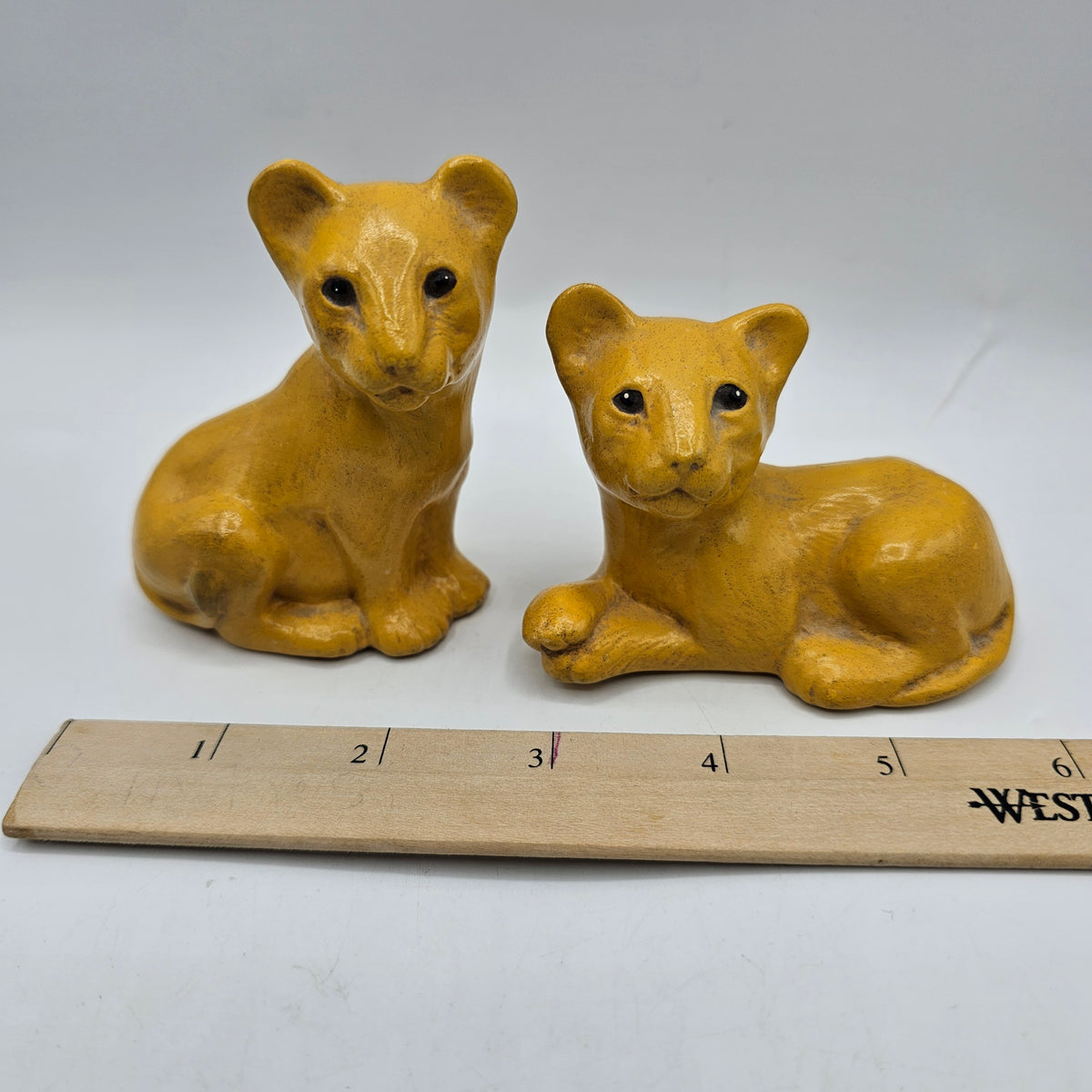 Vintage Painted Ceramic Mold Lion Cubs