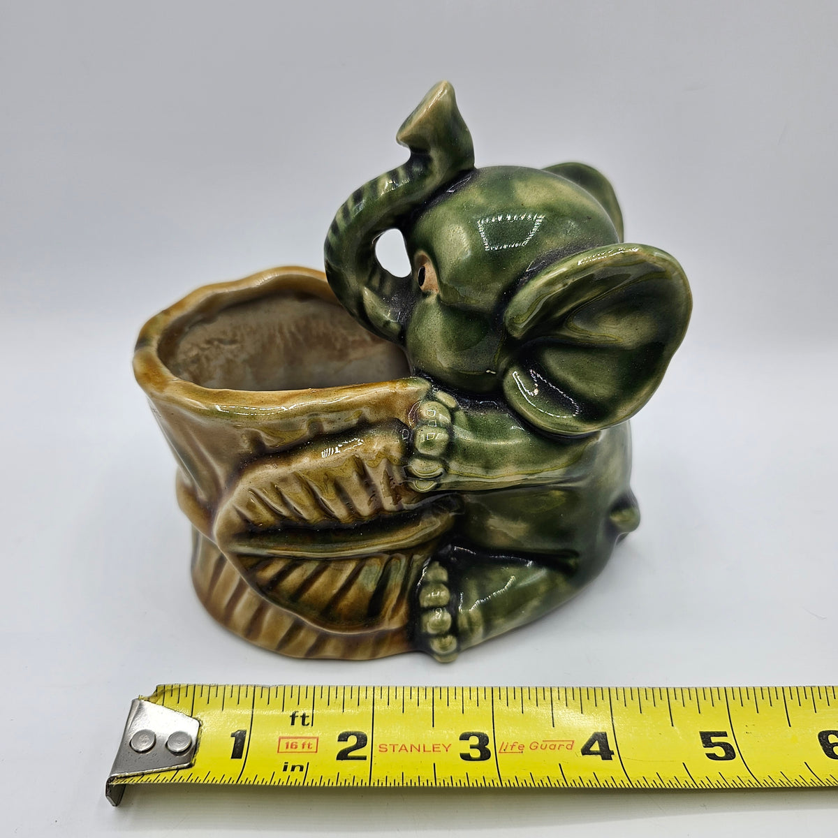 Vintage Majolica Asian Elephant Planter