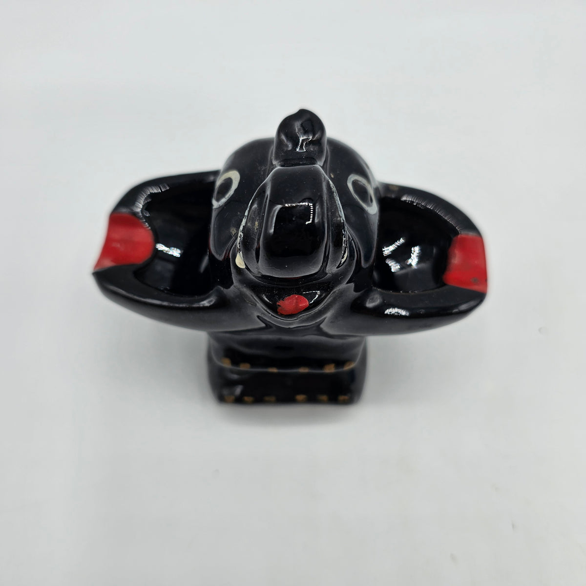 Vintage Redware Black Elephant Ashtray