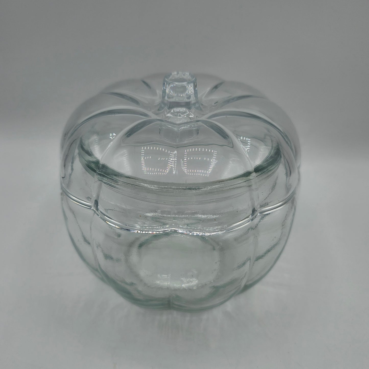Robert Stanley Clear Glass Pumpkin Candy Dish / Canister - 5"