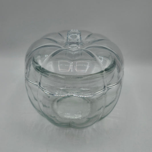 Robert Stanley Clear Glass Pumpkin Candy Dish / Canister - 5"