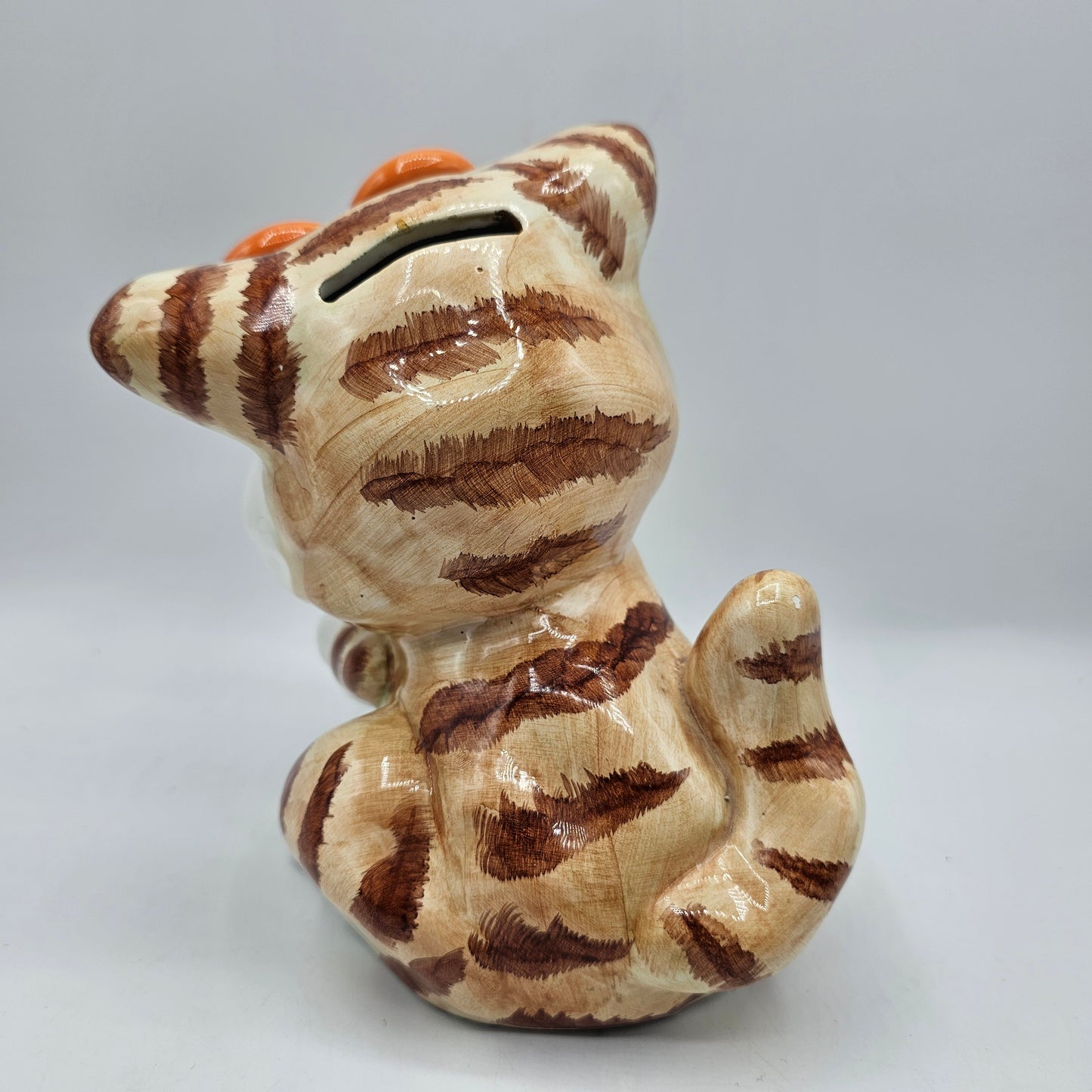 Nerdy Orange Tabby Cat with Glasses Ceramic Piggy / Coin Bank with Stopper