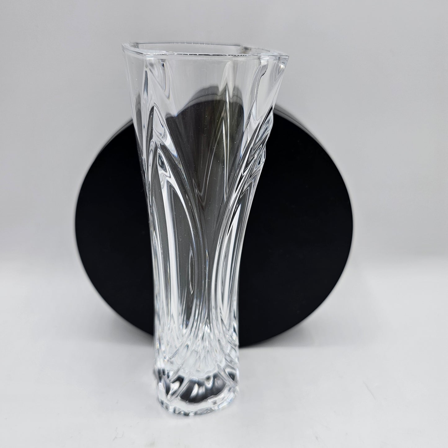 Crystal Bud Vase with Pulled Curtain Design and Flared Top