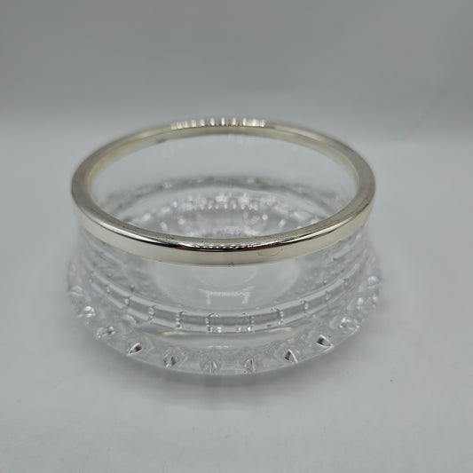 Crystal Trinket Bowl With Silver Plaited Rim