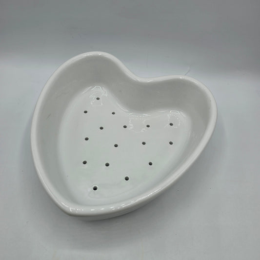 Vintage French White Porcelain Heart Shaped Cheese Mold