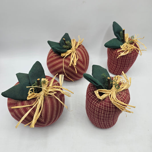 Cottage Core Fabric Apple Pin Cushions - Set of 4
