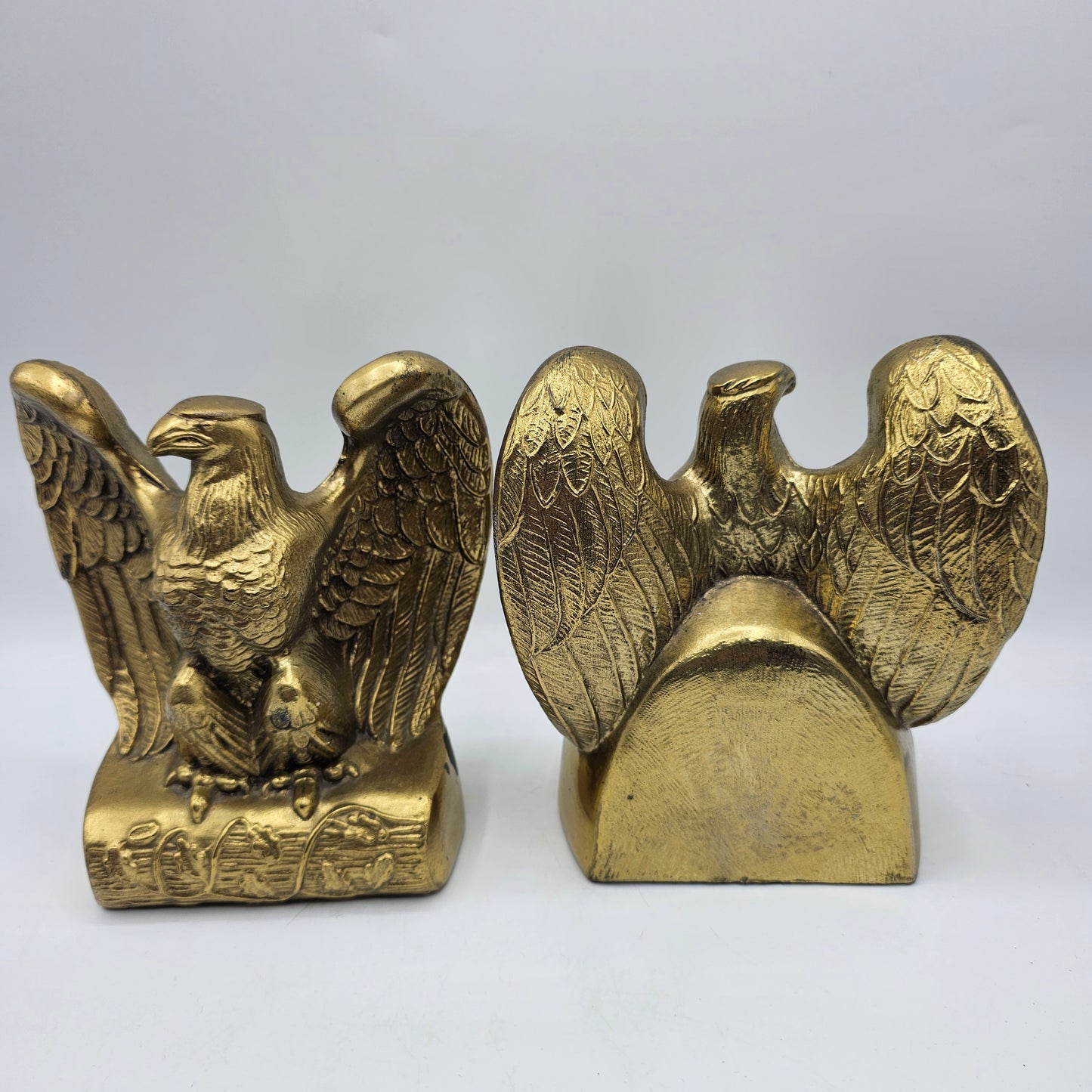 Vintage Gold Tone Brass Majestic Eagle Bookends