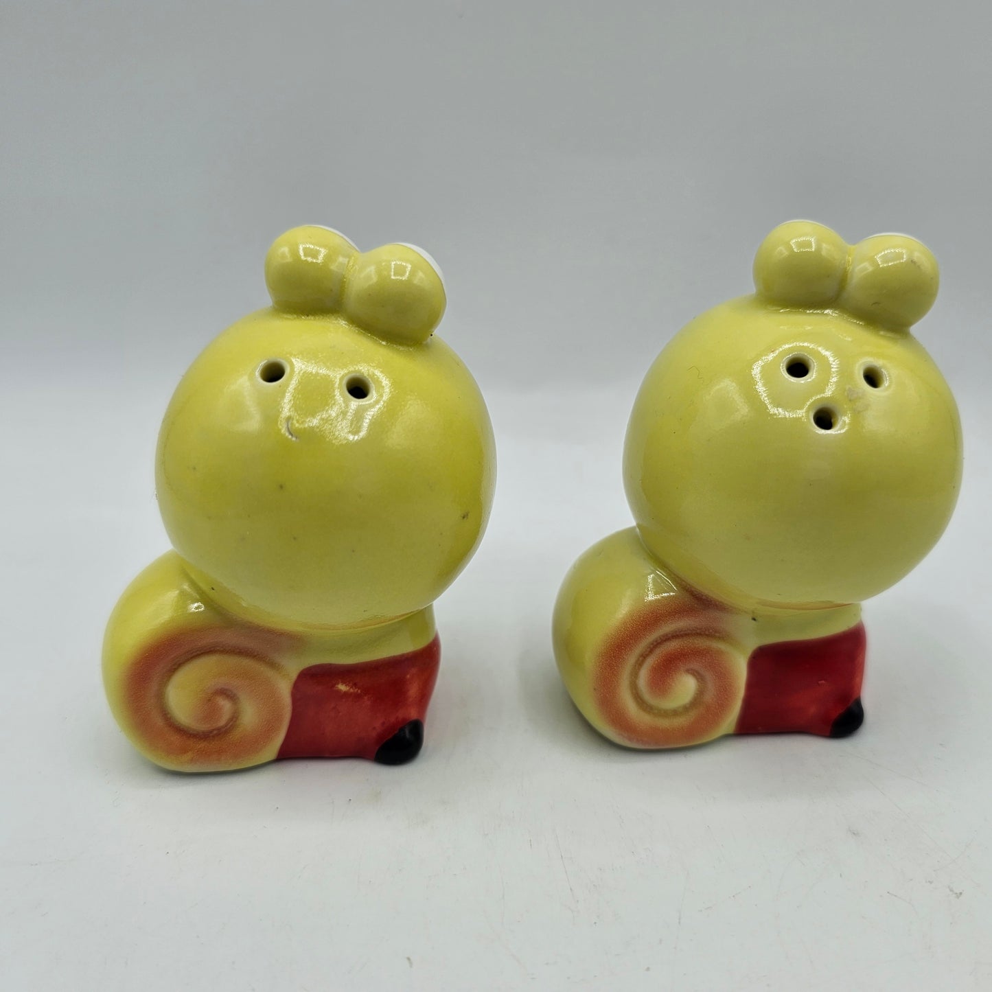 Vintage Japanese Anthropomorphic Cold Painted Snail Salt and Pepper Shakers