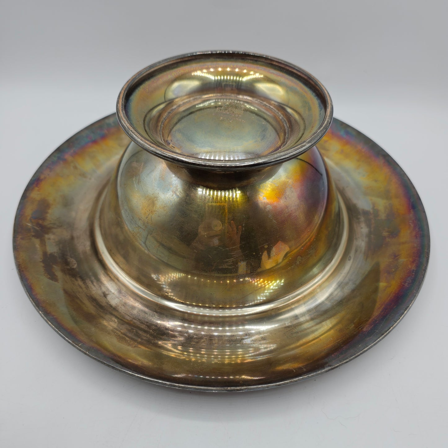 Wm Rogers Silver Plated Collared Pedestal Console Bowl