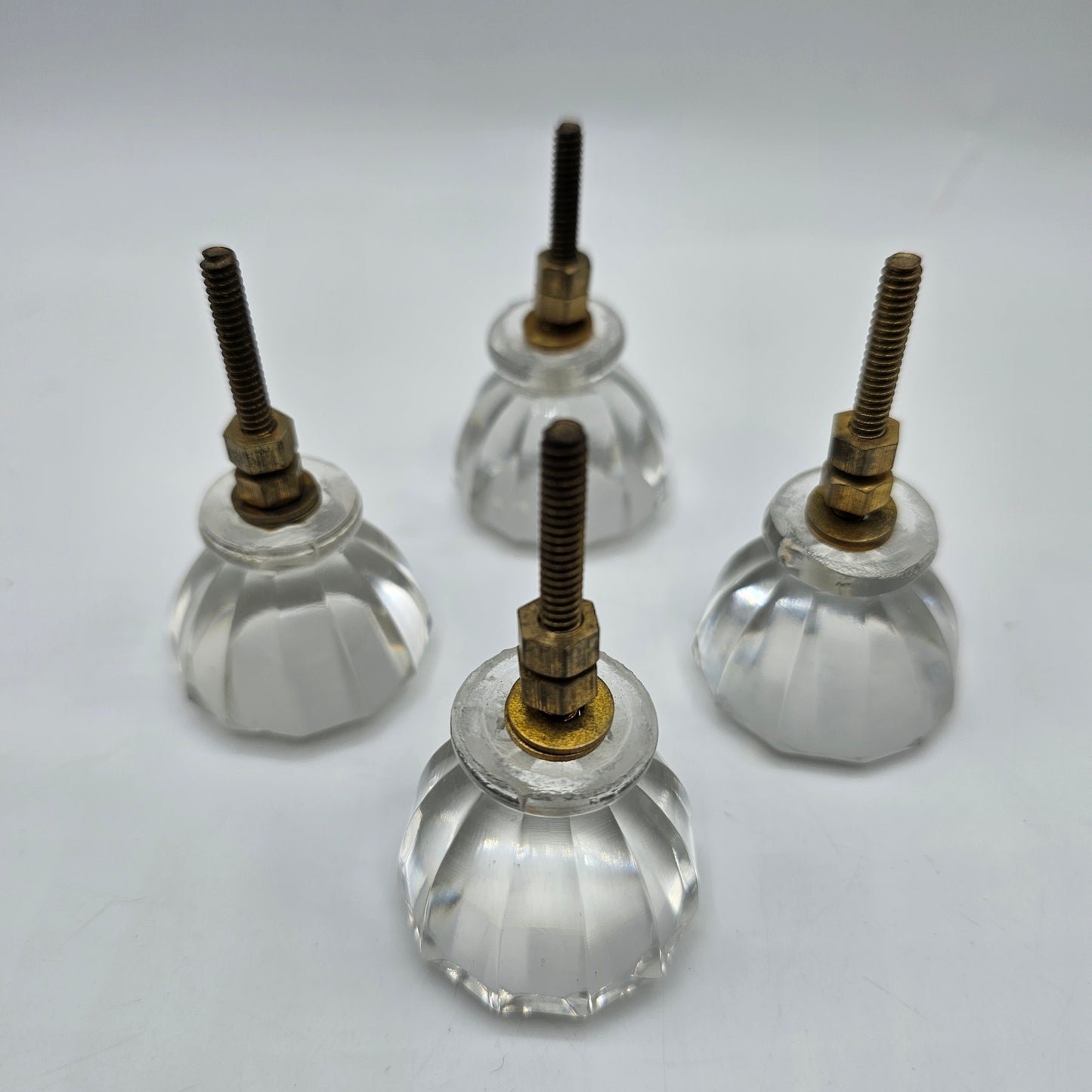 Vintage Faceted Glass Knobs Handles for Drawers -Set of 4