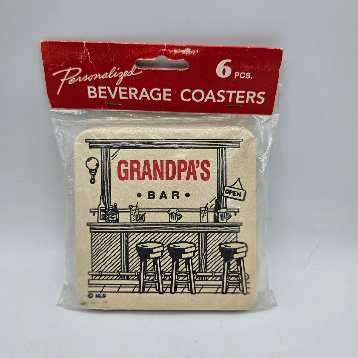 Grandpa's Bar Cardboard Novelty Drink Coasters - Set of 6